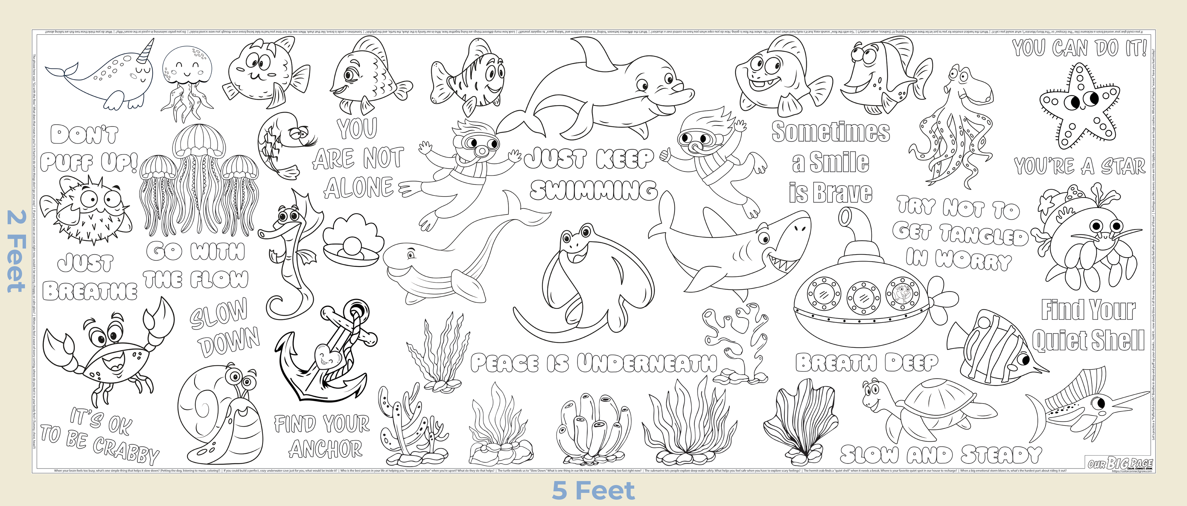 "Waves of Calm" - Giant Coloring Sheet for the Kid Stuck in a Worry Loop