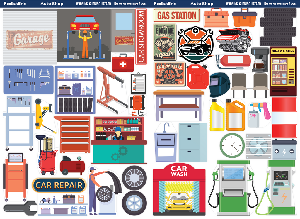 Auto Shop: Reusable Decals for Magnetic Tiles