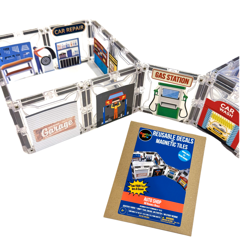 Auto Shop: Reusable Decals for Magnetic Tiles