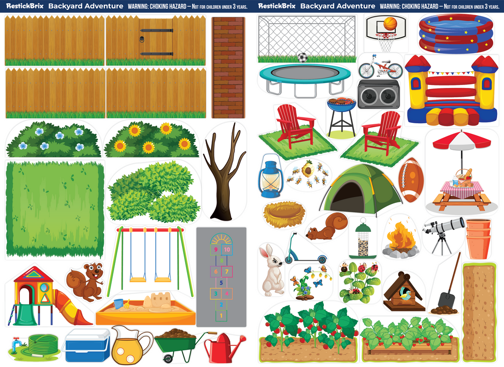 Backyard Adventure: Reusable Decals for Magnetic Tiles