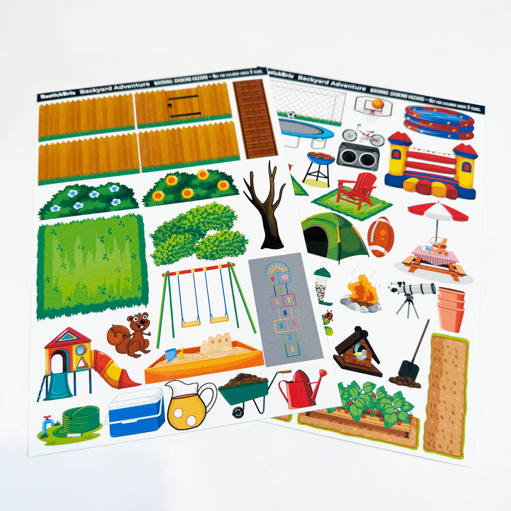Backyard Adventure: Reusable Decals for Magnetic Tiles