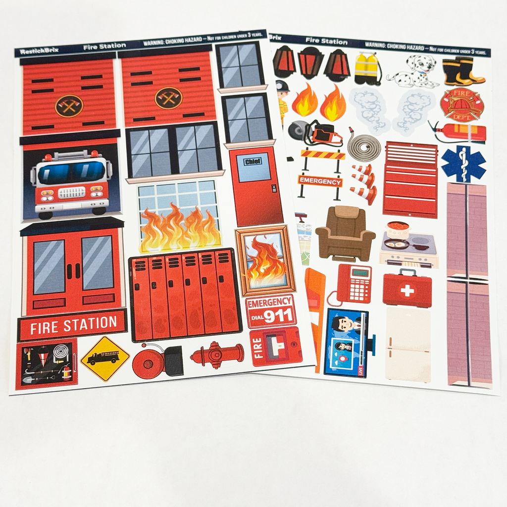 Fire Station: Reusable Decals for Magnetic Tiles