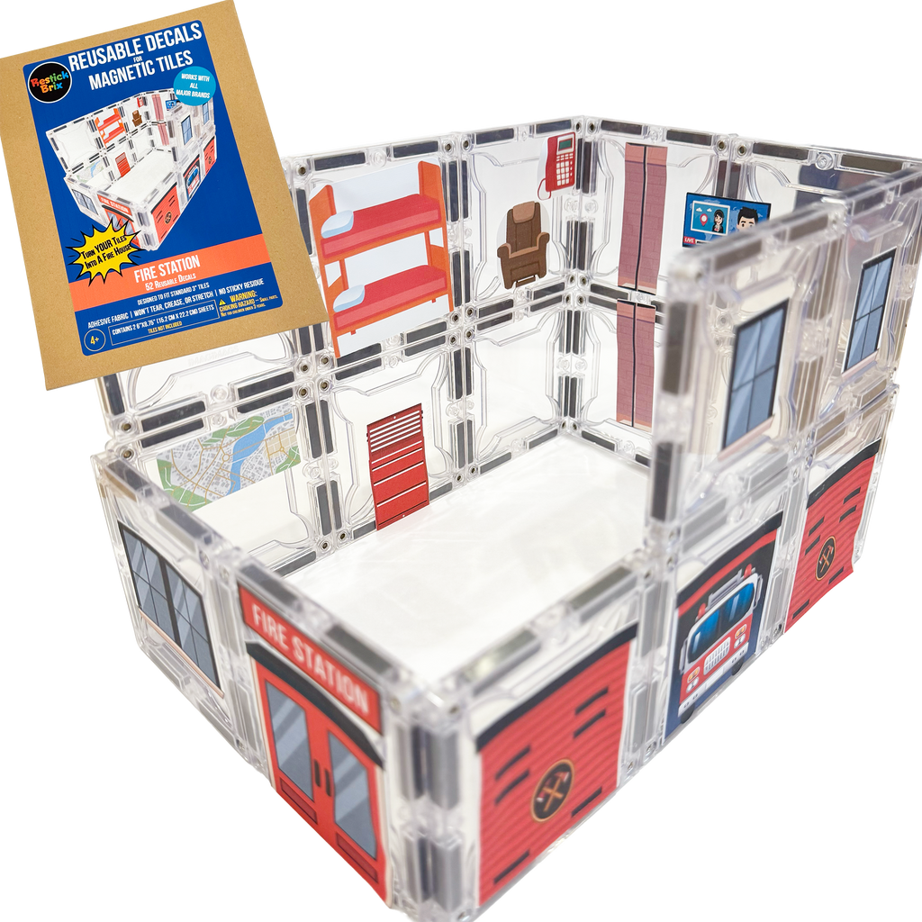 Fire Station: Reusable Decals for Magnetic Tiles