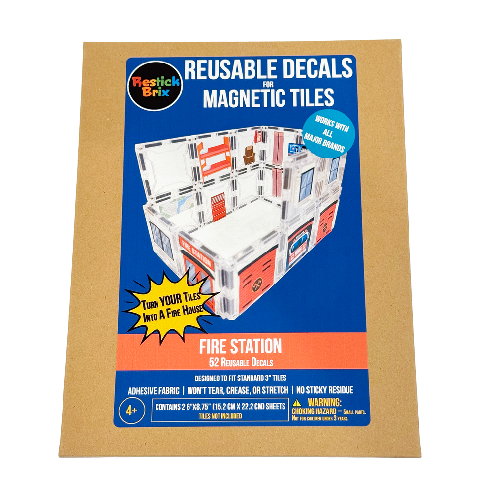 Fire Station: Reusable Decals for Magnetic Tiles