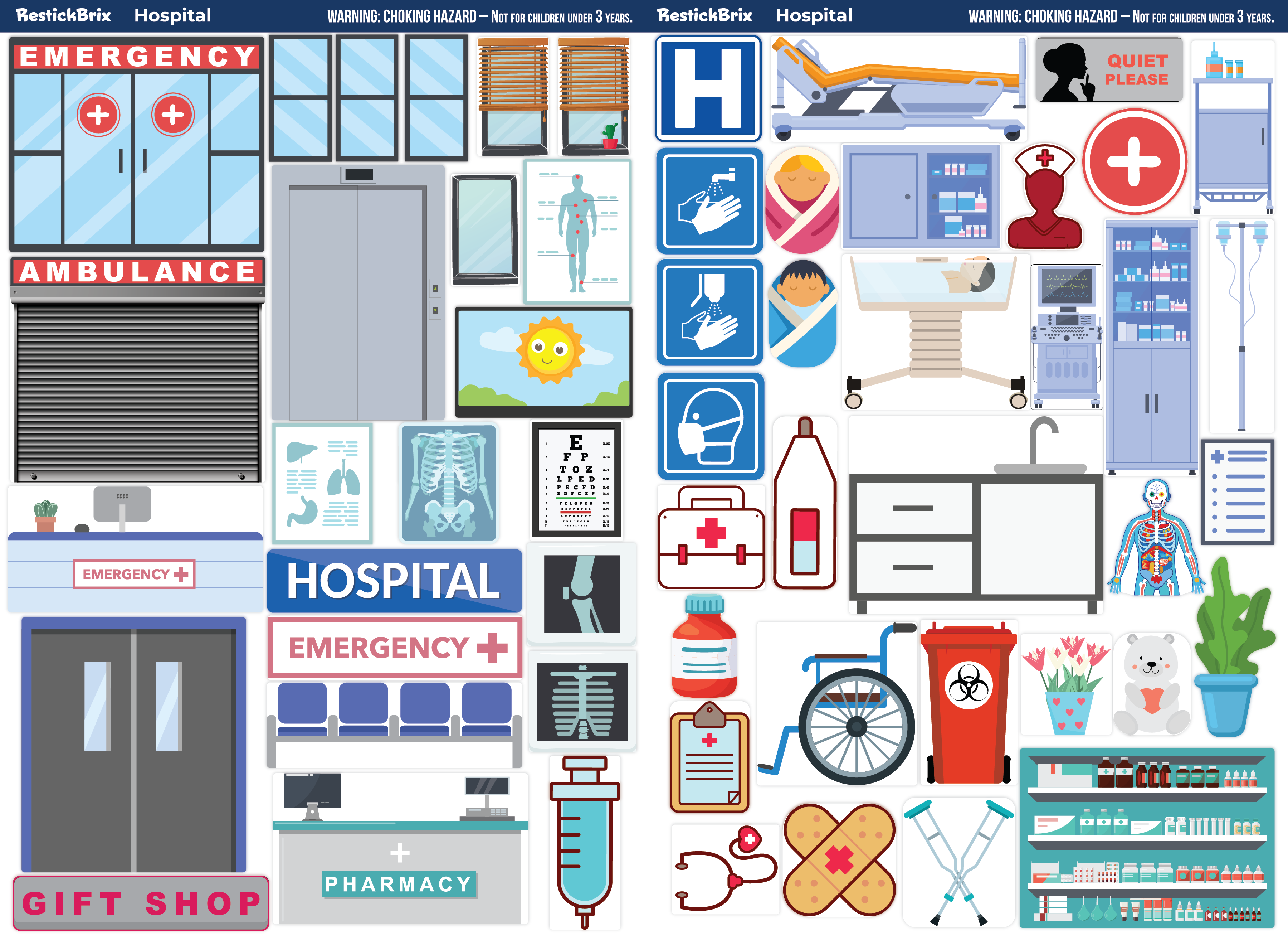 Hospital: Reusable Decals for Magnetic Tiles