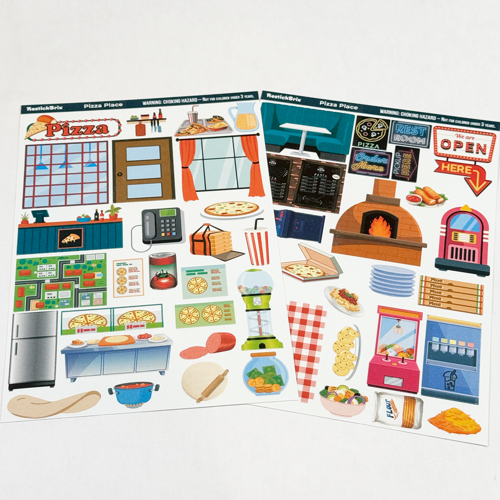 Pizza Place: Reusable Decals for Magnetic Tiles