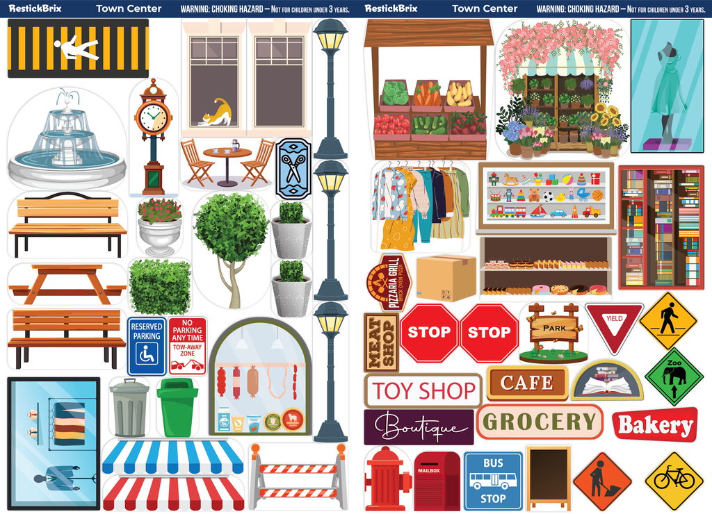 Town Center: Reusable Decals for Magnetic Tiles