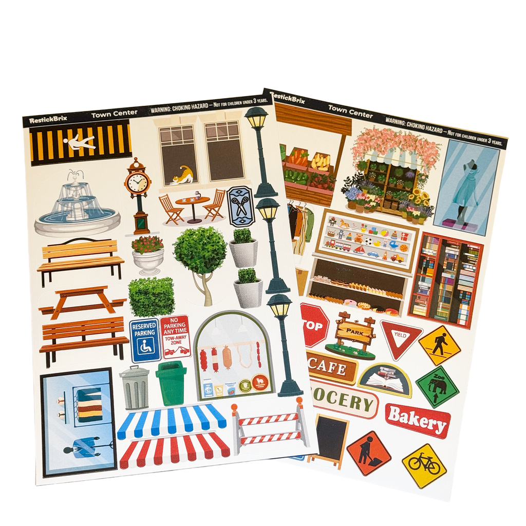 Town Center: Reusable Decals for Magnetic Tiles